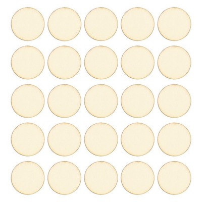 100Pcs Round Decorative Wood Pieces DIY Craft Wood Light Yellow Sanded Sides