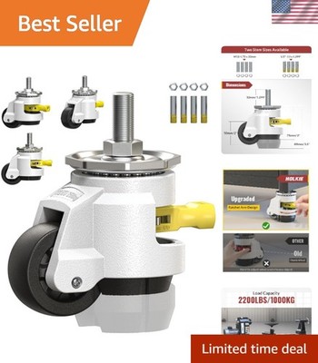 Leveling Stem Casters Set of 4 Heavy Duty Retractable Caster Wheels, 1/2'' and...
