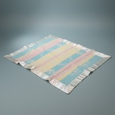 NOS Pepperell Satin Trim Baby Crib Blanket 36x50 Morning Glory w/Box Pink/Blue
