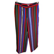 Vince Camuto Women Striped Wide Leg Pants 10 Multi-Color Trousers Funky artsy