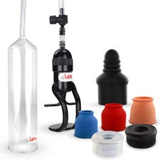 LeLuv Penis Pump EasyOp Zgrip with 3 Sleeves, Black, Clear & Septum Seals