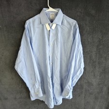 Brooks Brothers Shirt Men 17-4/5 Blue Check Regent Fit Long Sleeve Non Iron