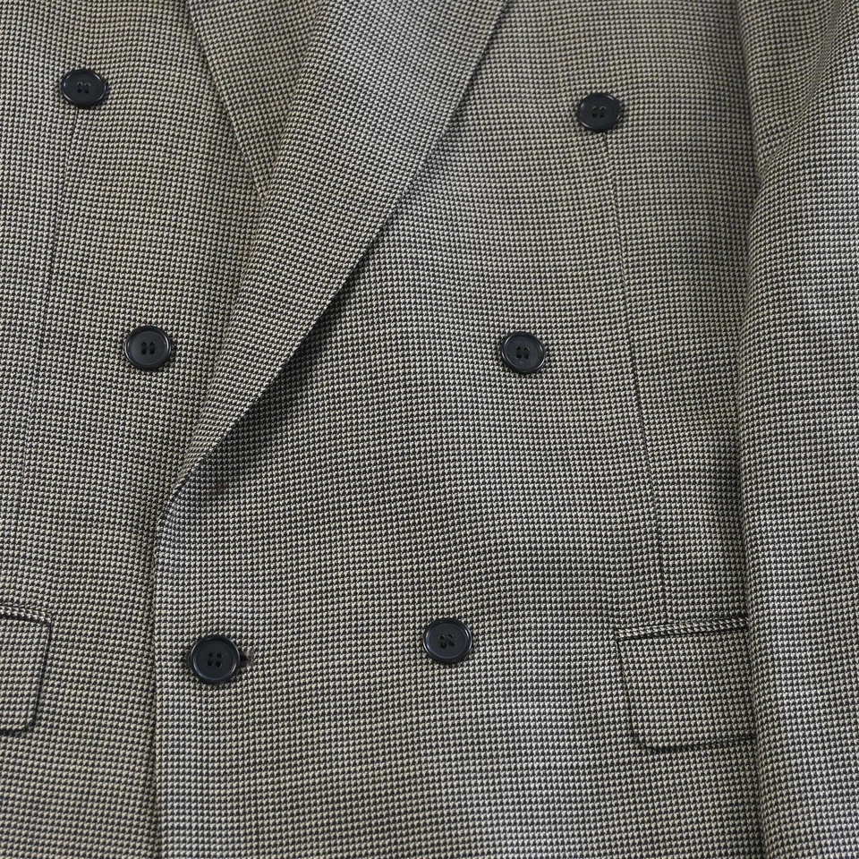 复古 Ruffini 43L 44L 棕褐色金色编织羊毛双排扣西装运动外套 — 第 3/4 张图片