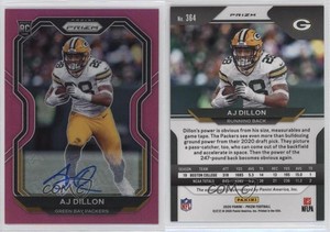 2020 Panini Prizm Rookie Pink Prizm Auto AJ Dillon #364 Rookie Auto RC