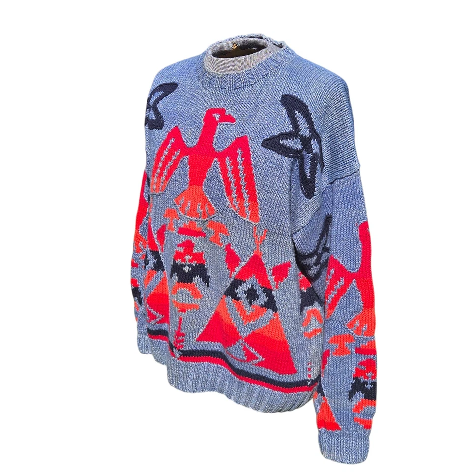 RARO DE COLECCIÓN Tommy Hilfiger Clásico Estilo Excedente Azteca Grueso Tejido a Mano Suéter M Foto 2 de 4