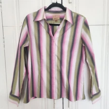 Westbound Gold Label No Iron Size 12 Cotton Button Stripe holiday Blouse 