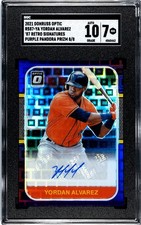 2021 Donruss Optic Yordan Alvarez SGC 7 w/10 Auto Purple Pandora Prizm (8/8)