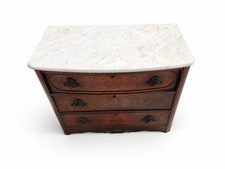 Antique Victorian Carved Walnut Dresser w/ White Marble Top &ndash; 3 Drawer Chest