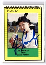1991 ProCards Jim Crowley RC On Card In Person Auto Elmira Pioneers Red Sox