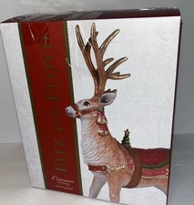 Fitz And Floyd large 2016 Crimson Holiday Reindeer Figurine