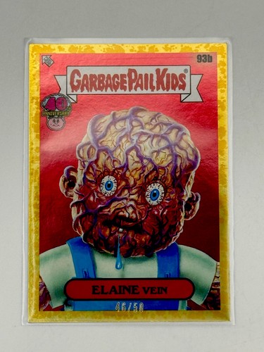 2025 Garbage Pail Kids 40th Anniversary ELAINE VEIN Gold #93b Short Print /50 - Picture 2 of 3