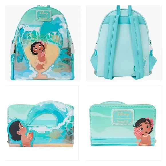 Juego de mini mochila y billetera Loungefly Disney Moana Ocean Waves - Difícil de encontrar