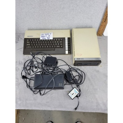 Atari 800XL Home Computer & 1050 Drive Bundle For Parts or Repair Vintage 8-Bit