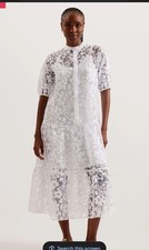 Ted Baker Clarey Oversized Devore White Dress Size 2 UK 10 New with Tags