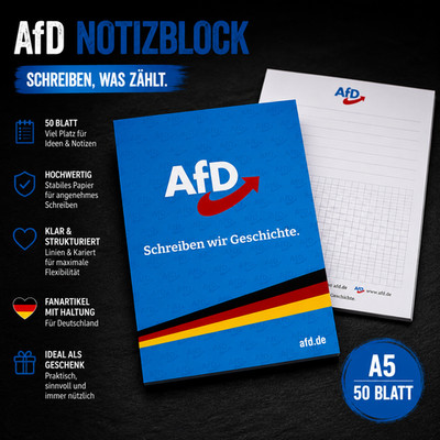 AfD  Schreibblock Notizblock Deutschland Büro Ordner Schnellhefter Kalender