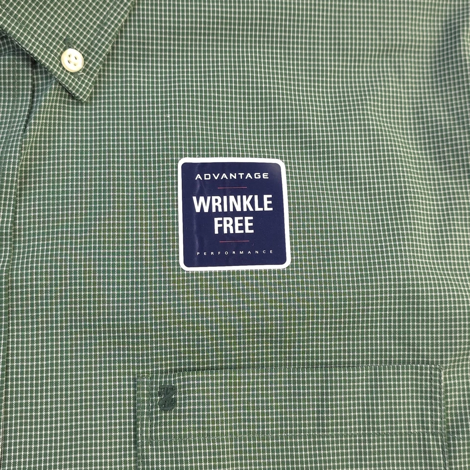New Izod Shirt Large Advantage Performance Green Check Wrinkle Free Long Sleeve  - Image 4 of 4
