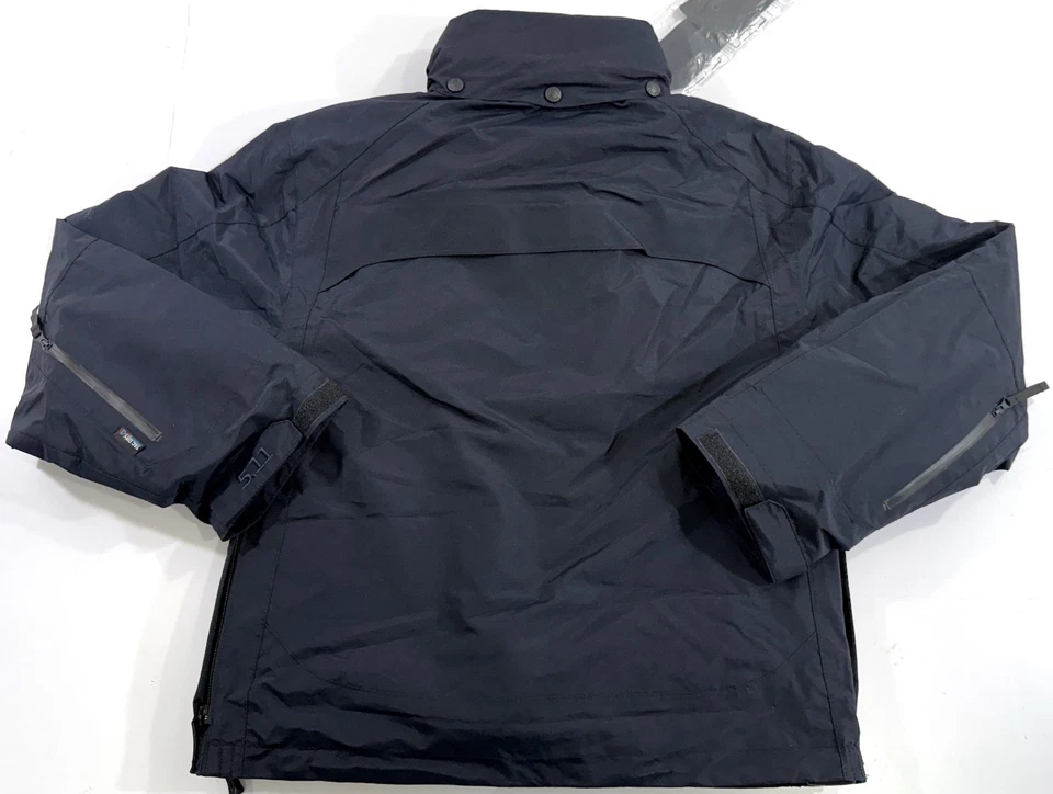 SMALL 5.11 TACTICAL 5 IN 1 VALIANT DUTY JACKET DARK NAVY 48153 PATCHES REMOVED - Image 3 of 4