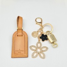 Authentic Louis Vuitton Luggage Nametag and Gold Padlock with Unbranded Keycharm