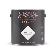 Craig & Rose 1829 Chalky Emulsion Paint Durable & Washable White Doe 2.5L 