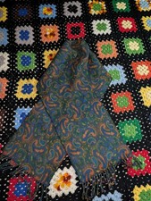 Vintage Scarf 100 Acrylic Rectangle Made In Japan 58x10 Paisley Colorful