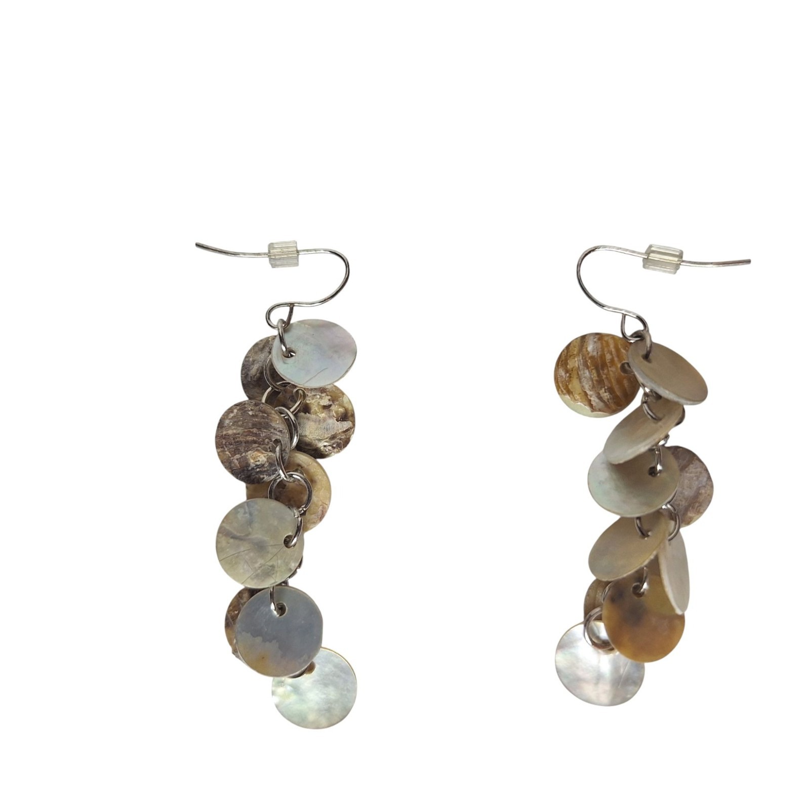 Boho Shell Disc Dangle Earrings Handmade Natural … - image 2