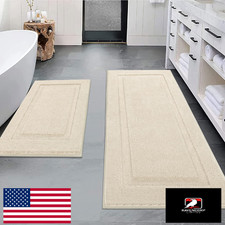 SHACOS Ultra Soft Bathroom Runner Rugs Sets 2 Pieces 47x20  32x20 inch Microfib