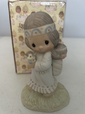 PRECIOUS MOMENT FIGURINE - E1380G - HIS BURDEN IS LIGHT - RETIRED