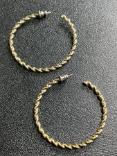 Vintage 1.5  Gold Tone Twisted Metal Hoop Earrings