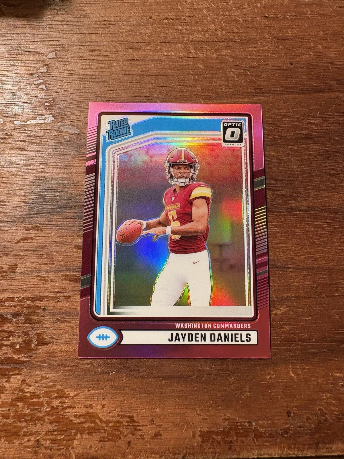 2024 Panini Donruss - Rated Rookie Jayden Daniels #389 Optic Preview Pink Prizm