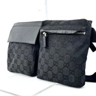GUCCI Body Bum Bag Taille Pochette Toile Noir 28566 002122 Authentique