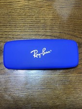 Ray-Ban Blue Hard Eyeglass Case Red Interior Clamshell Felt Lining For Glasses
