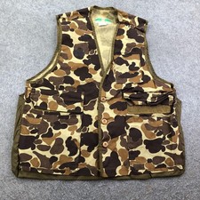 Game Winner Vest Mens Medium Brown Duck Camo Hunting Canvas Pockets Outdoor