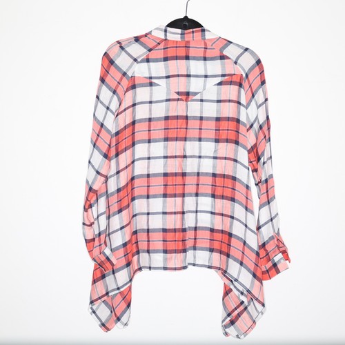 Karine Lecchi Paris Checkered Blouse Ladies Shirt Top Red Plaid Casual 36 Small - Picture 2 of 14