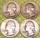 1941, 1942, 1943 & 1944 Washington Quarters
