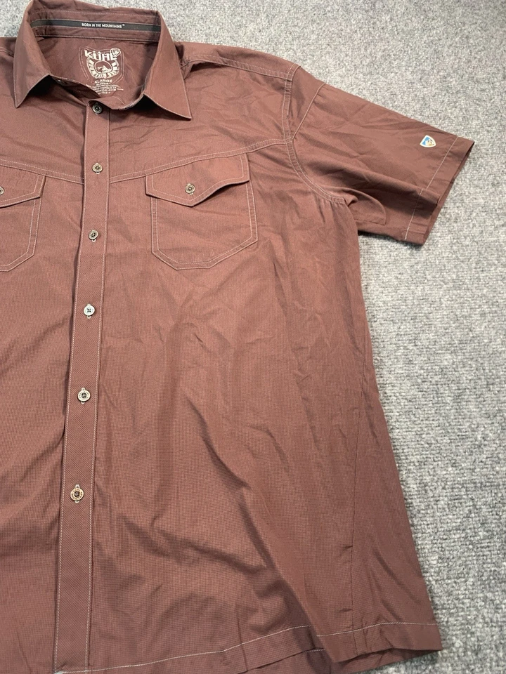 Kuhl Shirt Mens XL Brown Short Sleeve Button Up Casual Pockets - Image 3 of 4