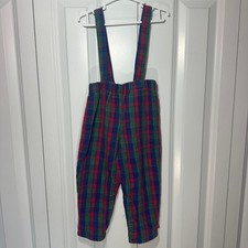 Vintage Plaid Overalls Toddler 24 Months Red Blue Green Flannel Tartan Holiday