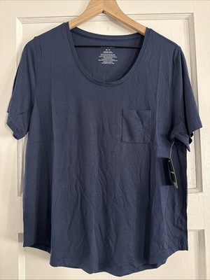 Tommy John Women s Medium Second Skin Short Sleeve Sleep Tee In Dress Blues NWT!