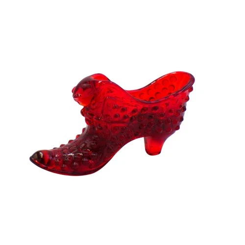 Vintage Fenton Ruby Red Hobnail Glass Shoe Boot Figurine Collectible