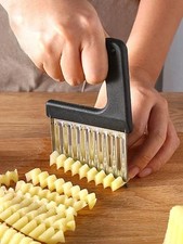 1PC Crinkle Wavy Vegetable Potato Chip Slicer Knife Stainless Steel Tool UK