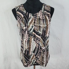 KASPER PETITE Size Medium Metallic Knit Pleated Sleeveless Lightweight Blouse