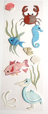 Sealife South Crab Pelican Fish Seaweed Need Glue sliding Jolee's AS-IS Sticker