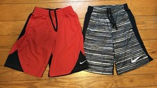Nike Boys Dri - Fit Shorts Two Pack Size Large Red And Grey Stripes