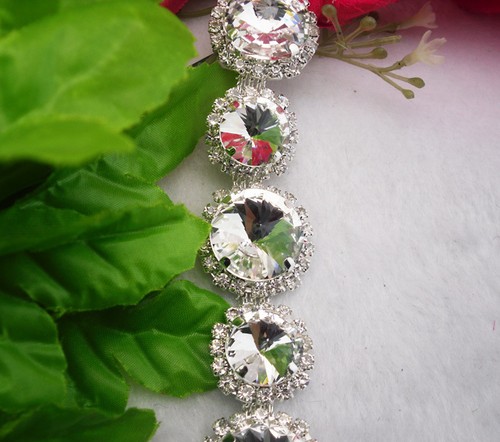 Kostüm Applikation Glas Kristall 14X18mm Strass Silber Kralle Borte Kette 1 Yard - Bild 3 von 26