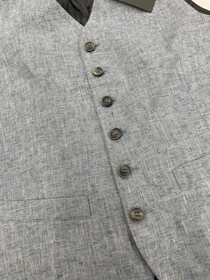 NWT $498 John varvatos Wooster Vest In Dusted Blue Size:52 - Image 2 of 4