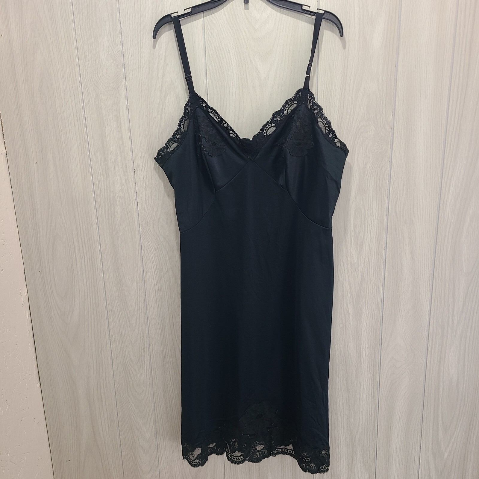 Vintage Black Lace Nylon Nightgown - image 1