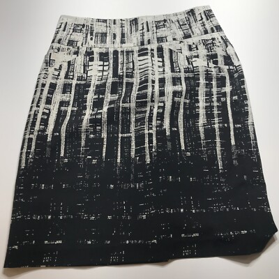 Calvin Klein Skirt Womens 2 Pencil Black White Gradient Pattern Front Pockets