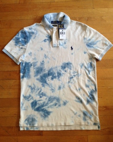 Ralph Lauren Polo Men's Tie Dye Size Small Polo Shirt Custom Slim Fit  Indigo - Picture 11 of 12