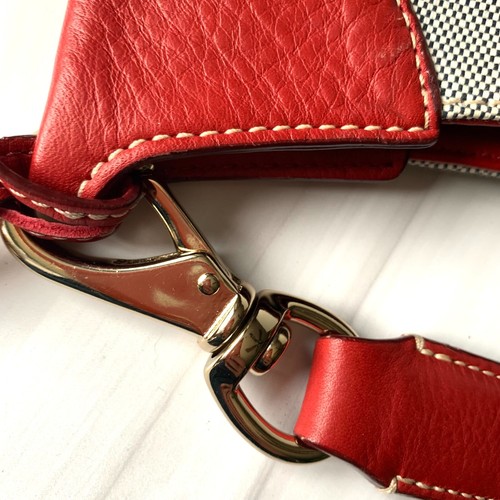 DOONEY & BOURKE Monogram Jacquard Hobo Purse Duck Fob Blue Red Trim - Picture 14 of 24