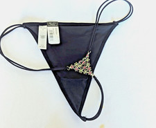 DELICATES Black Fashion Panties String Thong Size 8 made in Macau NWT