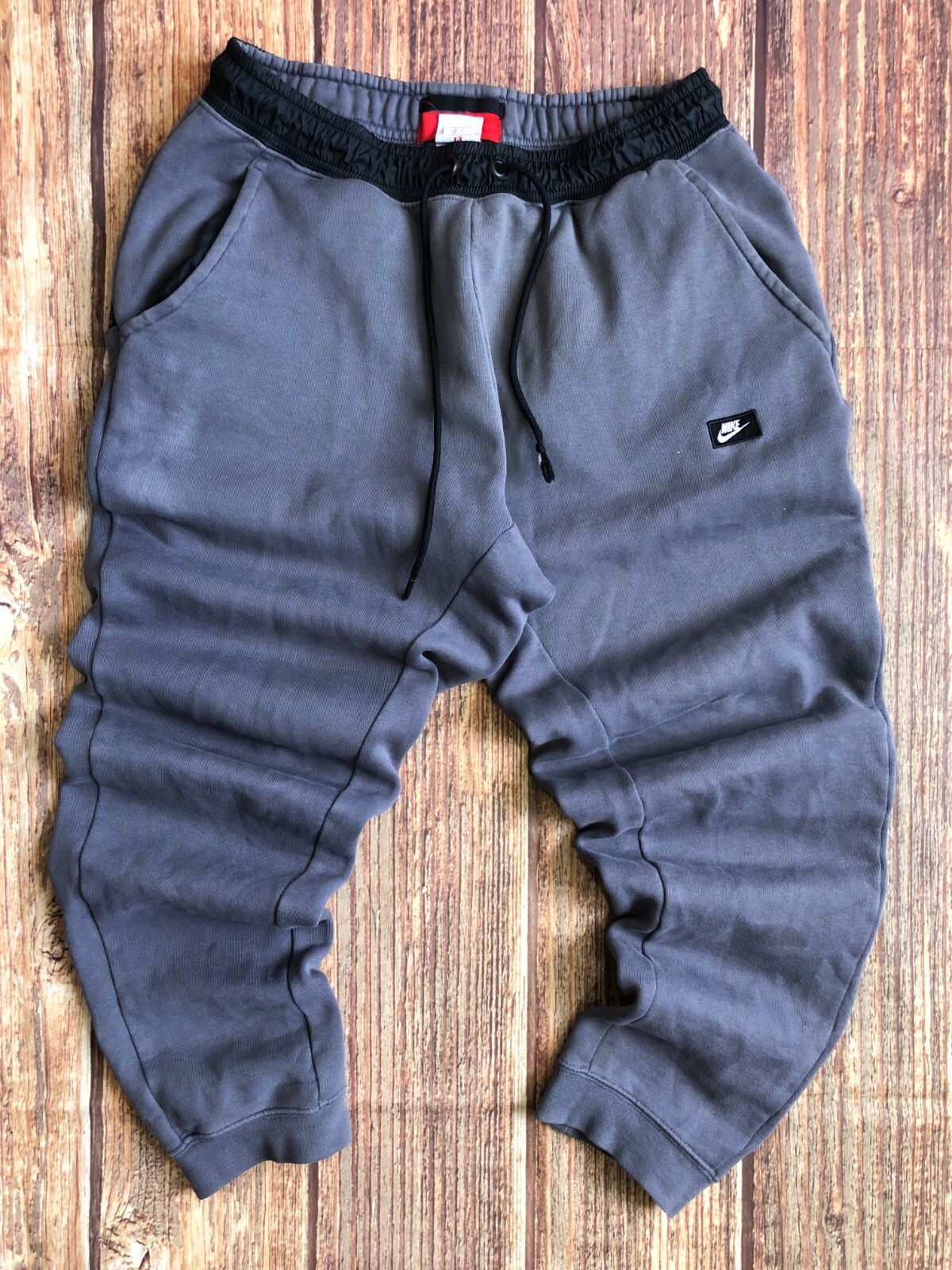 Nike Men's Fleece Drill Joggers Cuffed Sweatpants Size M Faded Distressed Lounge